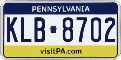 PA license plate KLB8702