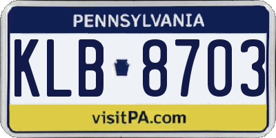 PA license plate KLB8703