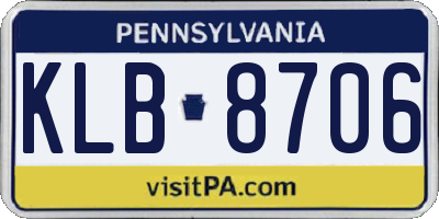 PA license plate KLB8706