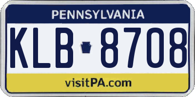PA license plate KLB8708