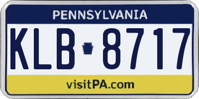 PA license plate KLB8717