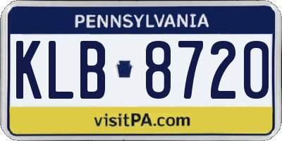 PA license plate KLB8720