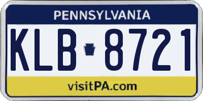 PA license plate KLB8721