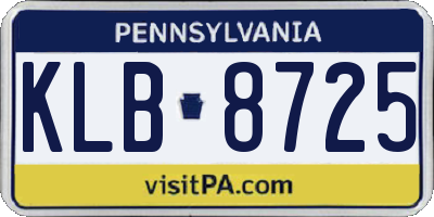 PA license plate KLB8725