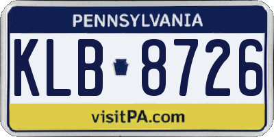 PA license plate KLB8726