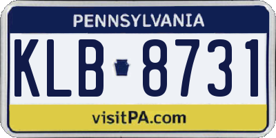 PA license plate KLB8731