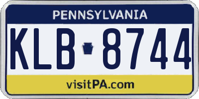 PA license plate KLB8744
