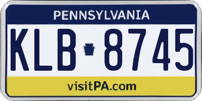 PA license plate KLB8745