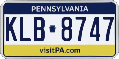 PA license plate KLB8747