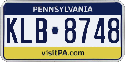 PA license plate KLB8748