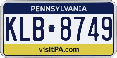 PA license plate KLB8749