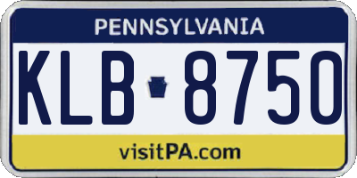 PA license plate KLB8750