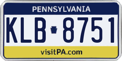 PA license plate KLB8751