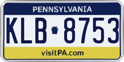 PA license plate KLB8753