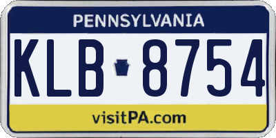 PA license plate KLB8754