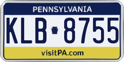 PA license plate KLB8755
