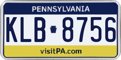 PA license plate KLB8756