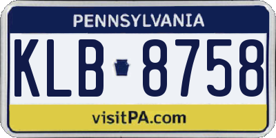 PA license plate KLB8758