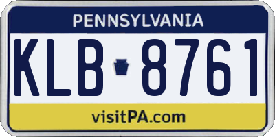 PA license plate KLB8761
