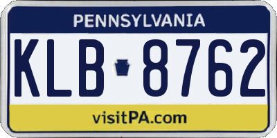 PA license plate KLB8762