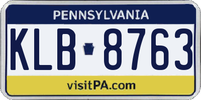 PA license plate KLB8763