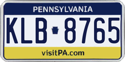 PA license plate KLB8765