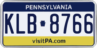 PA license plate KLB8766