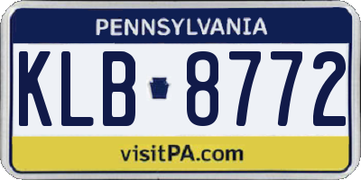 PA license plate KLB8772