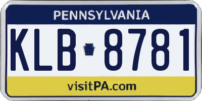 PA license plate KLB8781