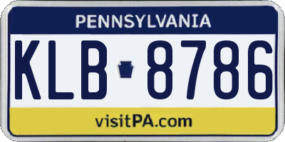 PA license plate KLB8786
