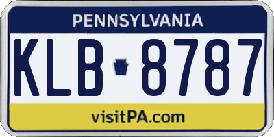 PA license plate KLB8787
