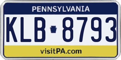 PA license plate KLB8793