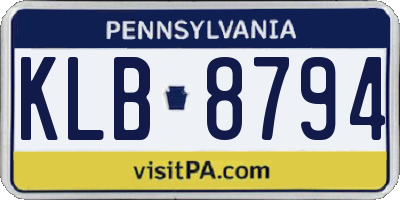 PA license plate KLB8794
