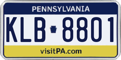 PA license plate KLB8801