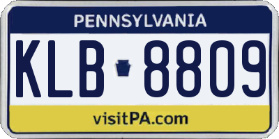 PA license plate KLB8809