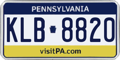 PA license plate KLB8820