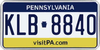 PA license plate KLB8840