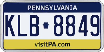 PA license plate KLB8849