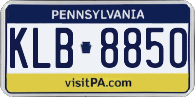 PA license plate KLB8850