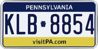 PA license plate KLB8854