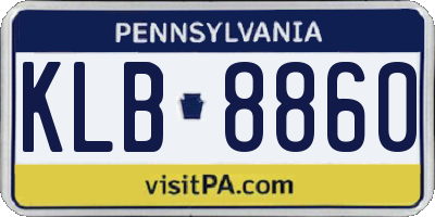 PA license plate KLB8860