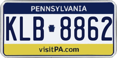 PA license plate KLB8862