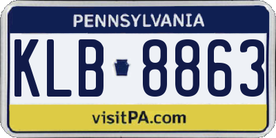 PA license plate KLB8863