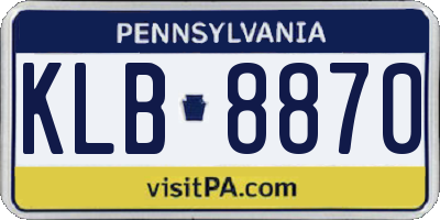 PA license plate KLB8870