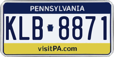 PA license plate KLB8871