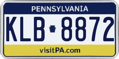 PA license plate KLB8872