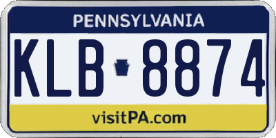 PA license plate KLB8874