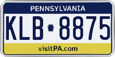 PA license plate KLB8875