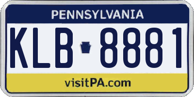 PA license plate KLB8881