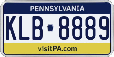 PA license plate KLB8889